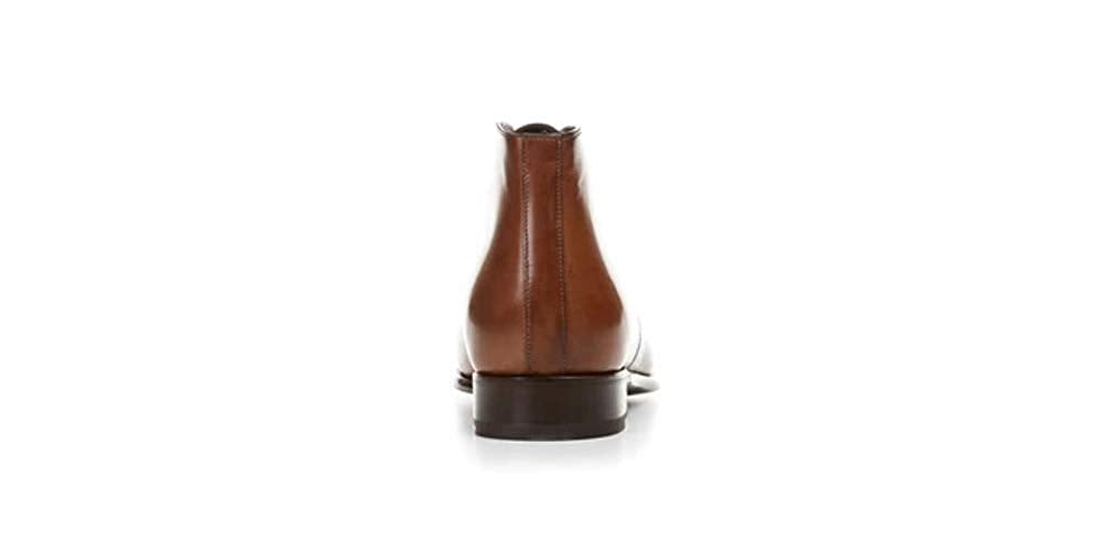 Tan Patina Finish Leather Formal Chukka Boot Lace Up Shoes for Men with Leather Sole. Goodyear Welted Construction Available.