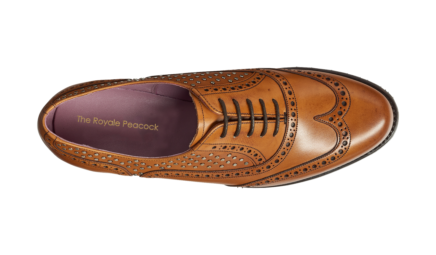 Studded Beauty Tan Leather Oxford for Women