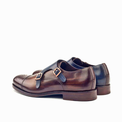 Astrid Tan & Blue Patina Double Monk Strap