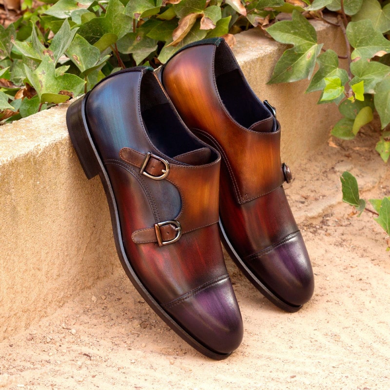Cyril Rainbow Patina Goodyear Welted Double Monk Strap