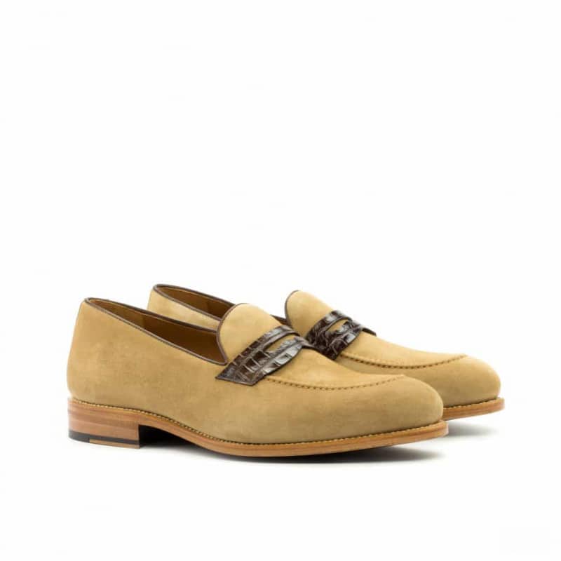 Ned Beige Suede Leather Penny Loafer