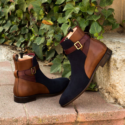 Lucas Brown Leather & Navy Blue Suede Jodhpur Boot