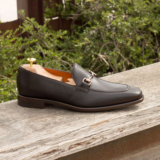 Black Pebble Grain Leather Horsebit Loafer