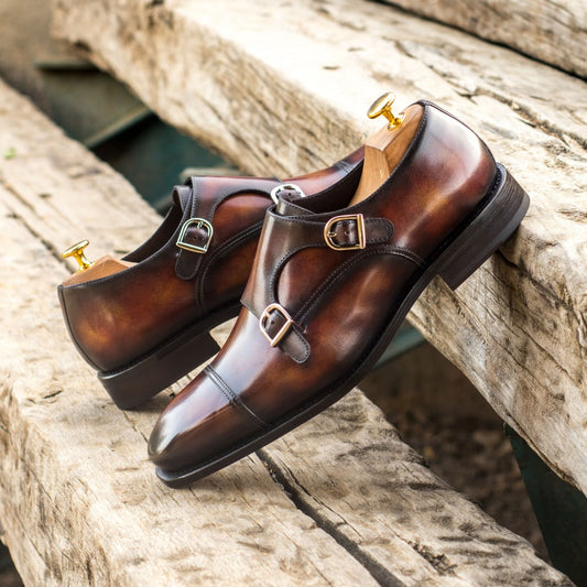 Carl Tan Brown Patina Goodyear Welted Double Monk Strap