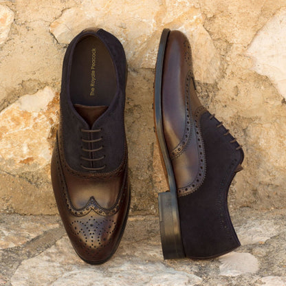 Albert Dark Brown & Navy Blue Suede Wingtip Oxford
