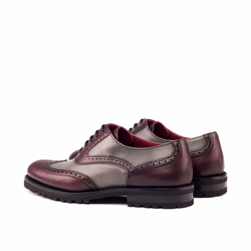 Lexie Chunky Burgundy & Grey Leather Brogue Oxford for Women