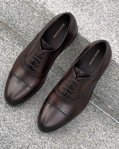 Rufus Dark Brown Toecap Oxford