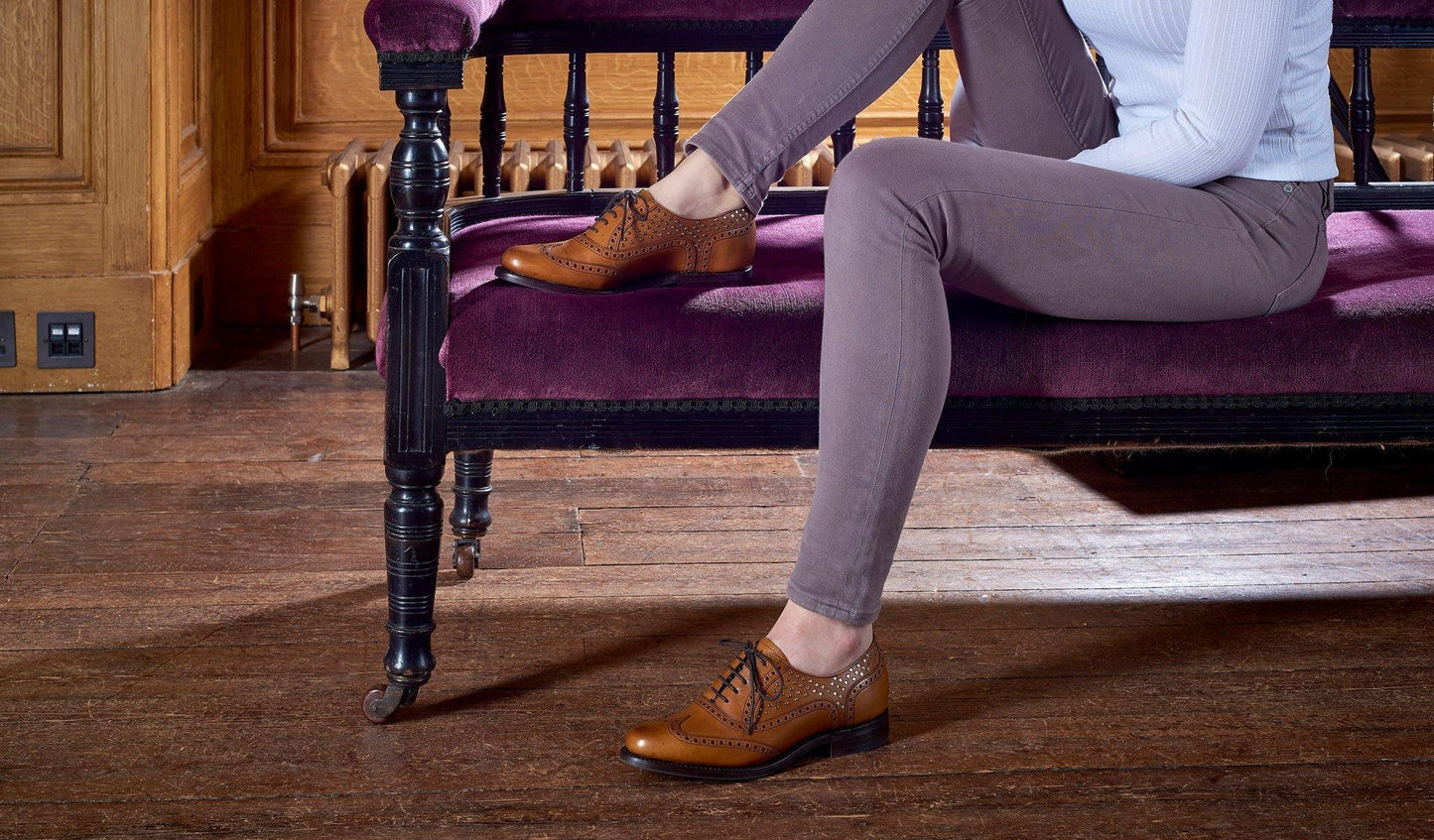 Studded Beauty Tan Leather Oxford for Women