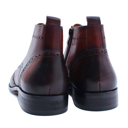 Flint Tan Wingtip Patina Derby Zip Lace Up Boot