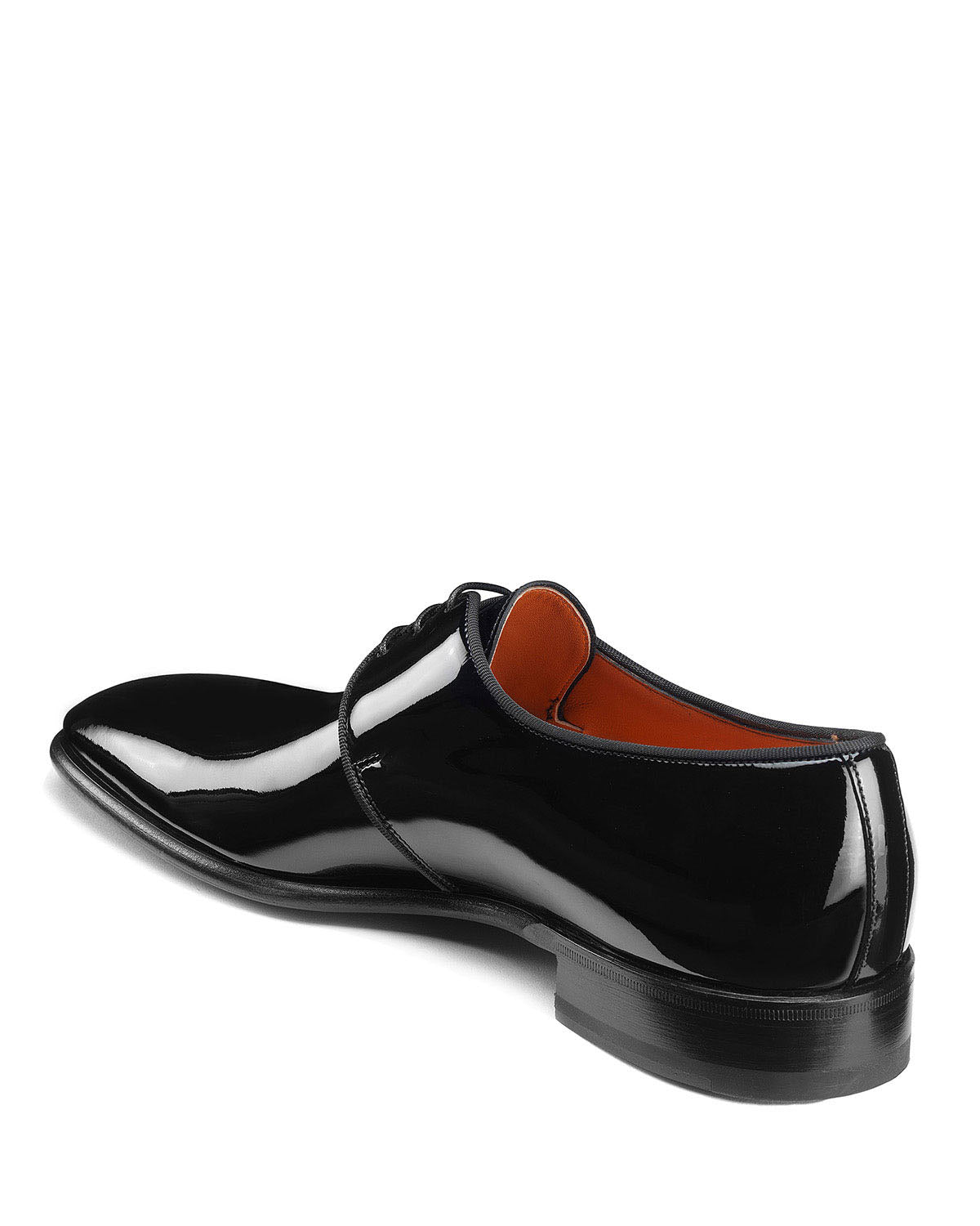 Black Patent Leather Formal Derby Lace Up Shoes for Men with Leather Sole. Goodyear Welted Construction Available.