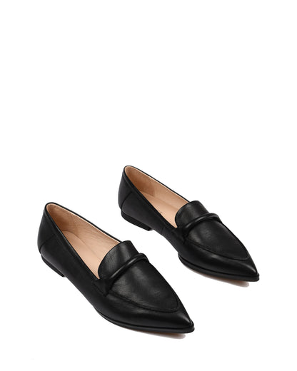 Leah Black Pointy Flats for Women