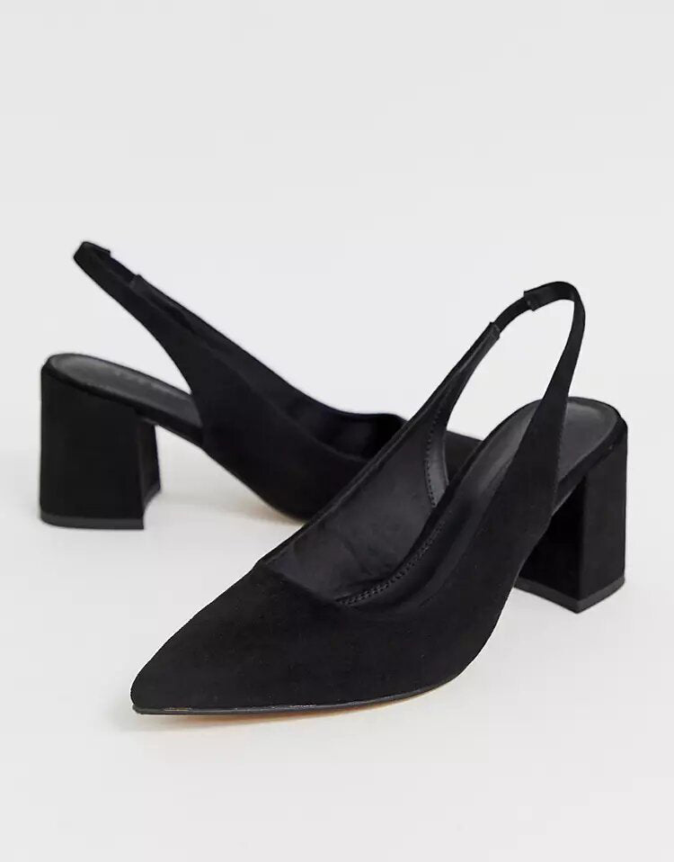 Sophie Black Suede Pointy Pump Heels for Women