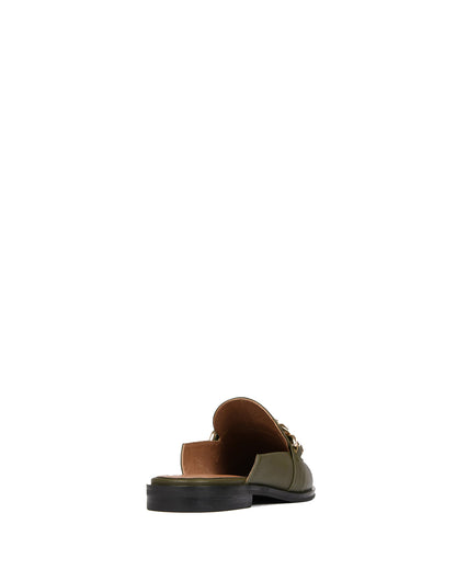 Mia Olive Green Leather Mules for Women