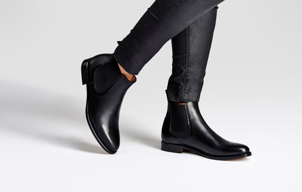 Emma Black Leather Classic Chelsea for Women