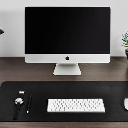 Black Vegan Leather Desk Pad