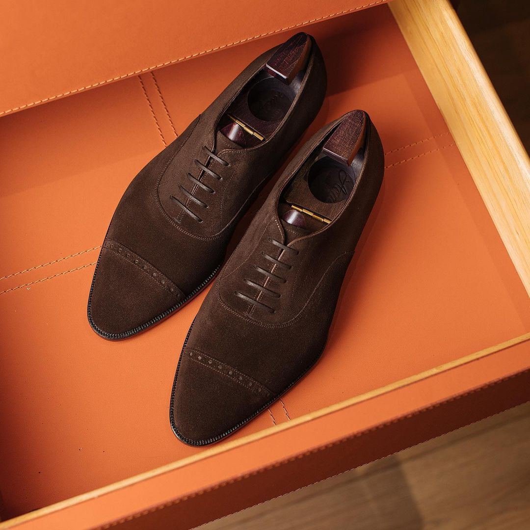 Aaron Dark Brown Suede Oxford