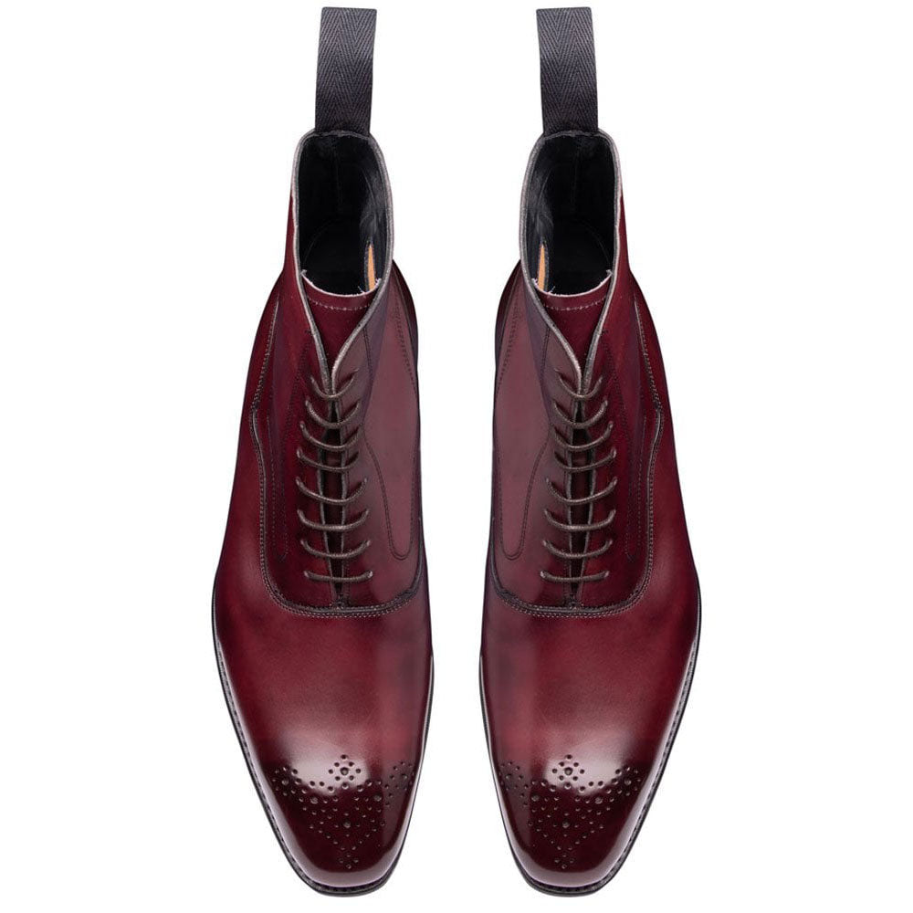 Burgundy Leather Formal Lace Up Boot Shoes for Men with Leather Sole. Goodyear Welted Construction Available.