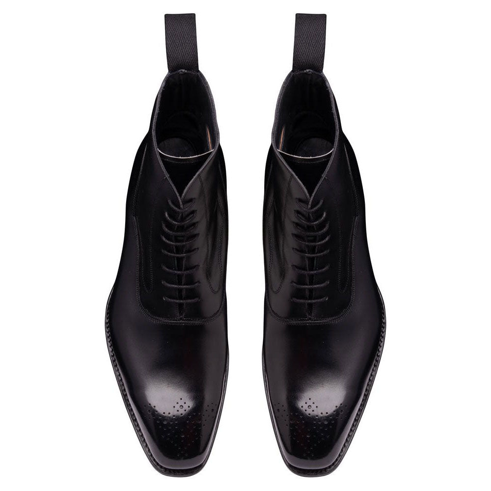 Black Leather Formal Lace Up Boot Shoes for Men with Leather Sole. Goodyear Welted Construction Available.