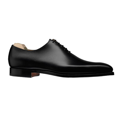 Black Leather Formal Wholecut Oxford Lace Up Shoes for Men with Leather Sole. Goodyear Welted Construction Available.