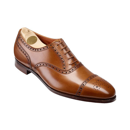 Tan Leather Formal Toe Cap Brogue Oxford Lace Up Shoes for Men with Leather Sole. Goodyear Welted Construction Available.