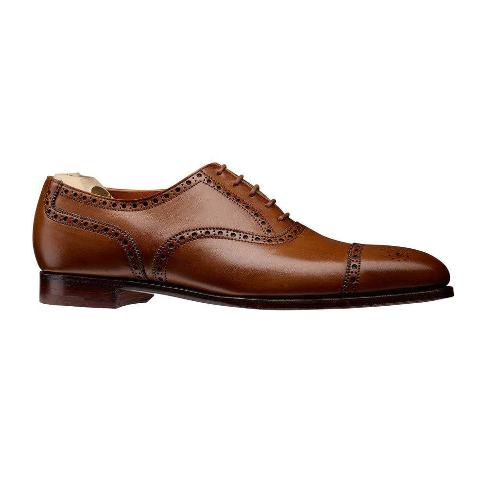 Tan Leather Formal Toe Cap Brogue Oxford Lace Up Shoes for Men with Leather Sole. Goodyear Welted Construction Available.