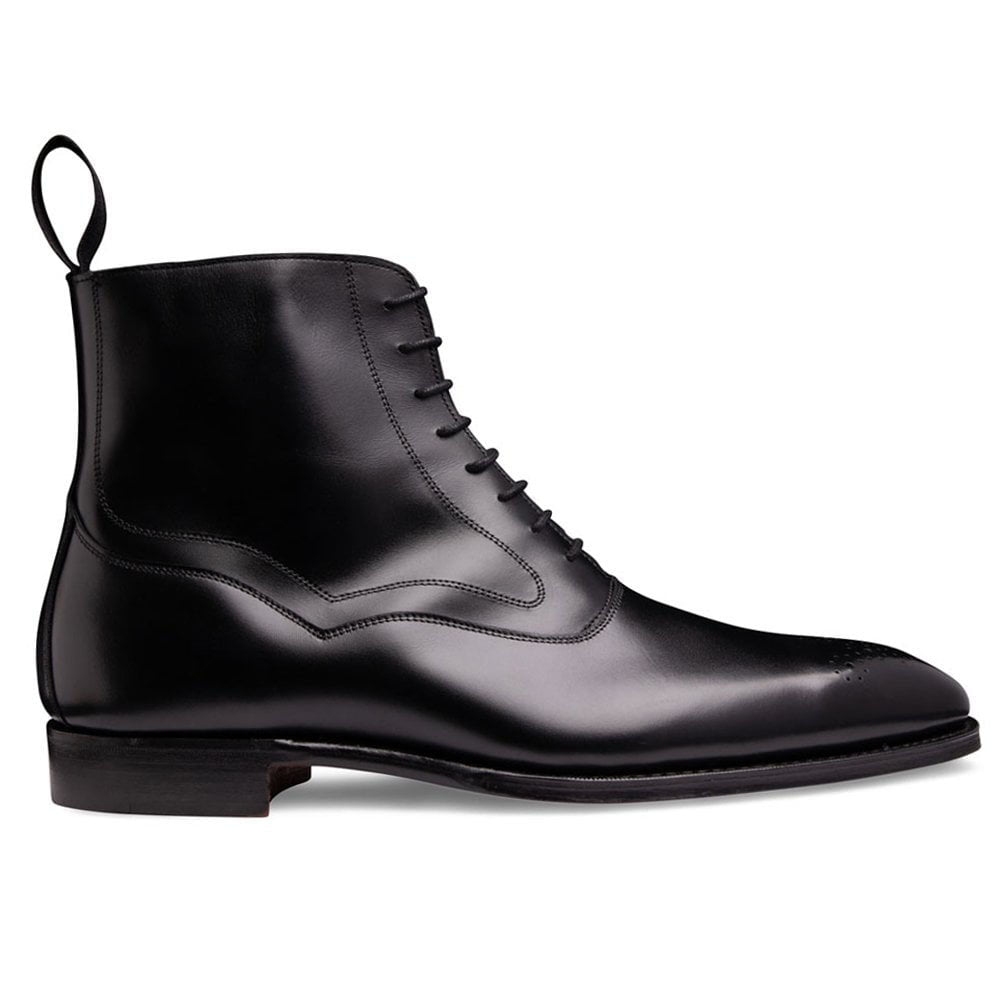Black Leather Formal Lace Up Boot Shoes for Men with Leather Sole. Goodyear Welted Construction Available.