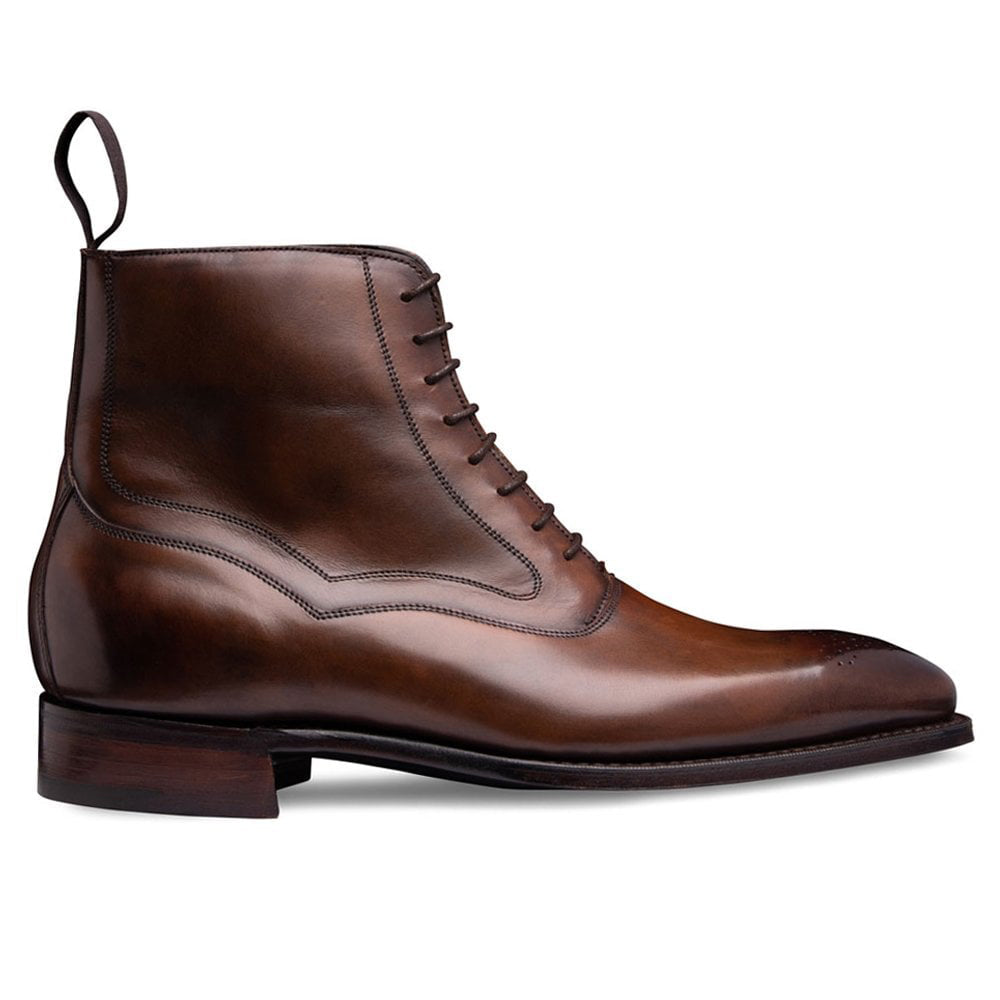 Tan Brown Leather Formal Lace Up Boot Shoes for Men with Leather Sole. Goodyear Welted Construction Available.