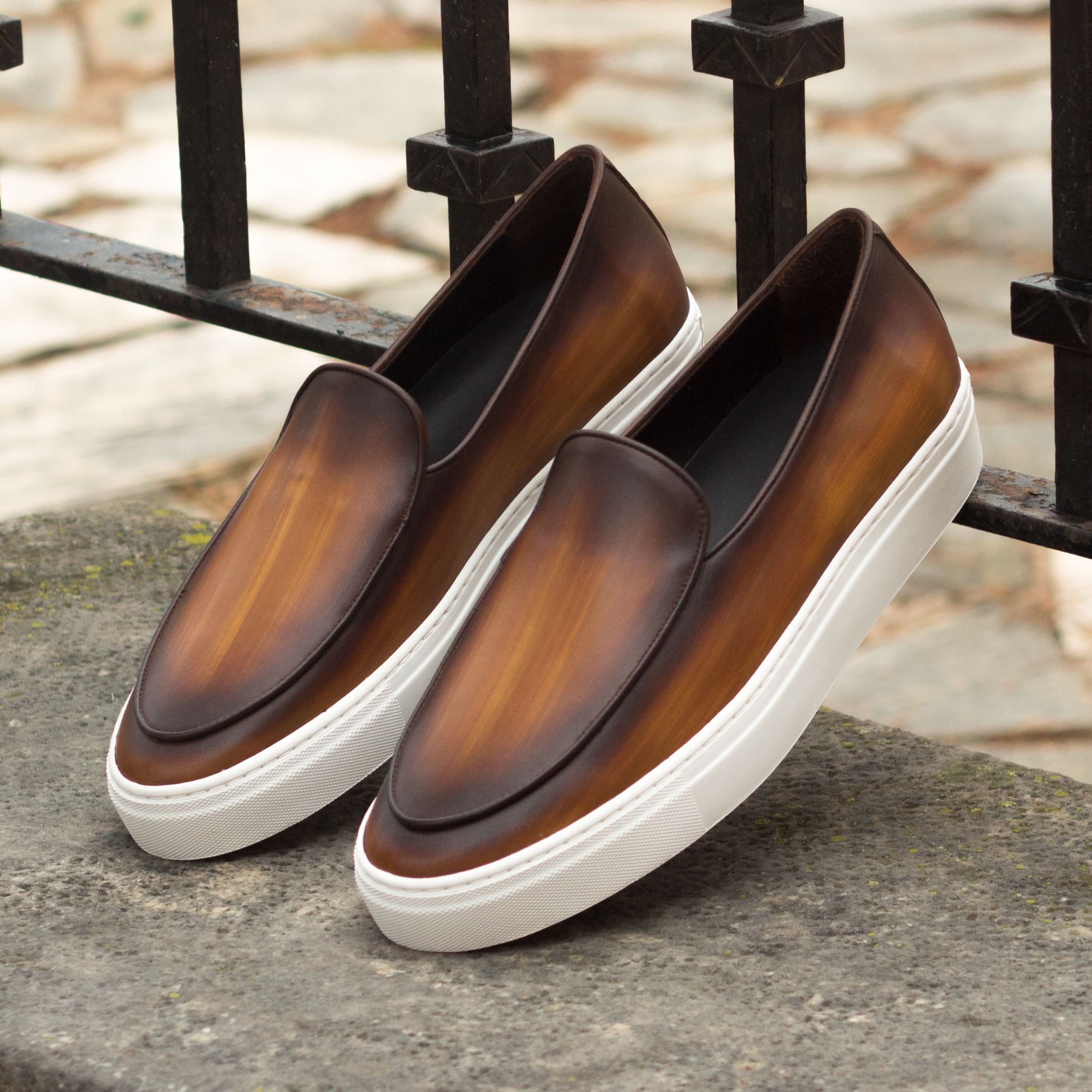 Tan Slip-on Loafer Leather Sneaker for Men | The Royale Peacock