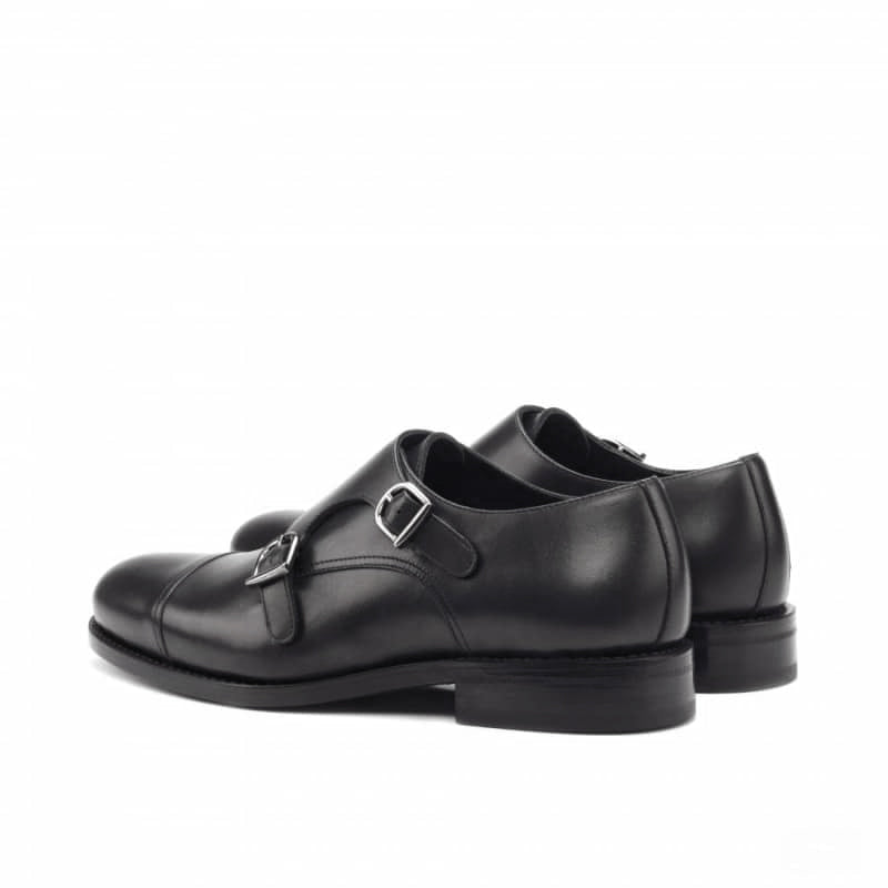 Willow Black Leather Double Monk Strap