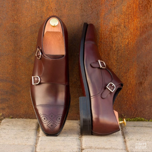 Quinn Burgundy Leather Double Monk Strap