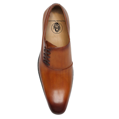 Tan Leather Formal Wholecut Oxford Lace Up Shoes for Men with Leather Sole. Goodyear Welted Construction Available.