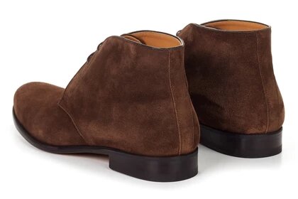 Brown Suede Leather Formal Chukka Boot Lace Up Shoes for Men with Leather Sole. Goodyear Welted Construction Available.