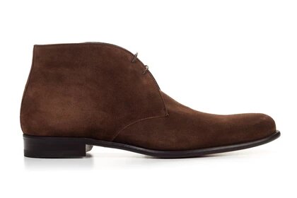 Brown Suede Leather Formal Chukka Boot Lace Up Shoes for Men with Leather Sole. Goodyear Welted Construction Available.