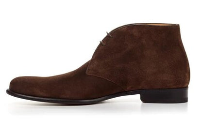 Brown Suede Leather Formal Chukka Boot Lace Up Shoes for Men with Leather Sole. Goodyear Welted Construction Available.