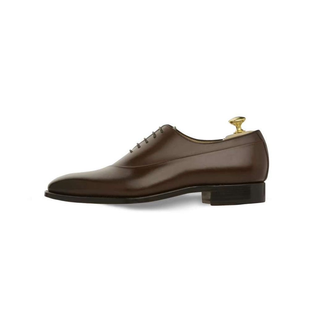 Dark Brown Leather Formal Wholecut Oxford Lace Up Shoes for Men with Leather Sole. Goodyear Welted Construction Available.