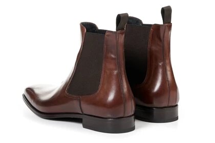 Brown Leather Formal Chelsea Boot Slip On Shoes for Men with Leather Sole. Goodyear Welted Construction Available.