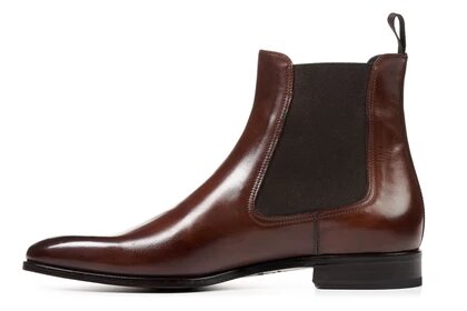 Brown Leather Formal Chelsea Boot Slip On Shoes for Men with Leather Sole. Goodyear Welted Construction Available.