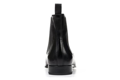 Black Leather Formal Chelsea Boot Slip On Shoes for Men with Leather Sole. Goodyear Welted Construction Available.