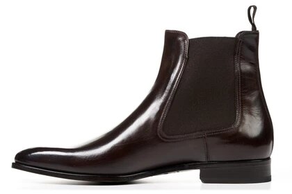 Dark Brown Leather Formal Chelsea Boot Slip On Shoes for Men with Leather Sole. Goodyear Welted Construction Available.