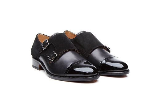 Chloe Black Leather Double Monk for Women