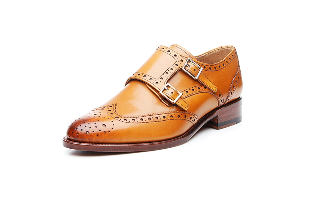 Victoria Sun Tan Leather Double Monk for Women