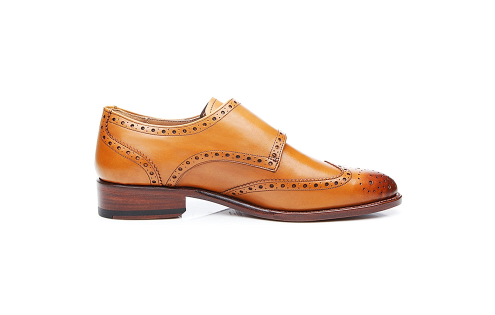 Victoria Sun Tan Leather Double Monk for Women