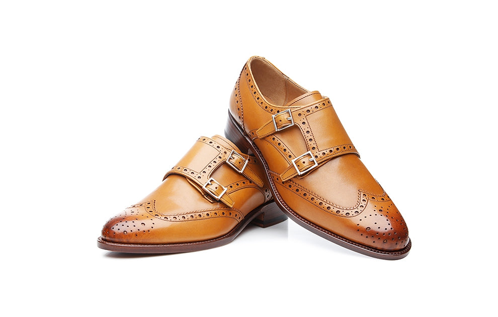 Victoria Sun Tan Leather Double Monk for Women