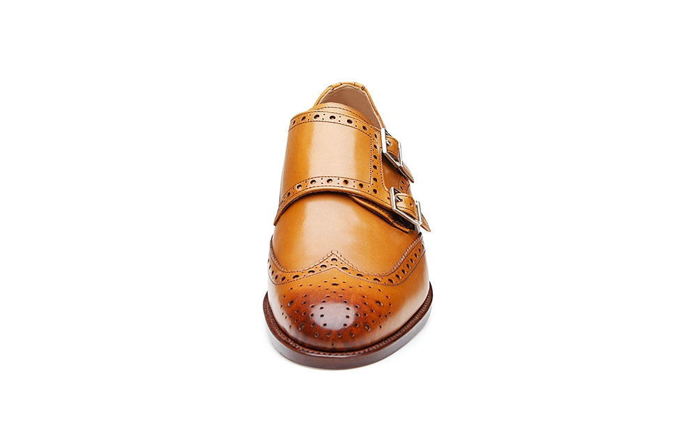 Victoria Sun Tan Leather Double Monk for Women