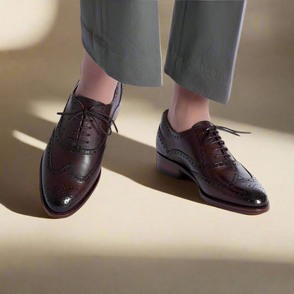 Emily Dark Brown Leather Brogue Oxford for Women