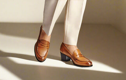 Back to Office Tan Leather Plump for Women